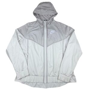 Nike Sportswear 883495-103 Women's Windrunner Hooded Jacket Size L White/Gray